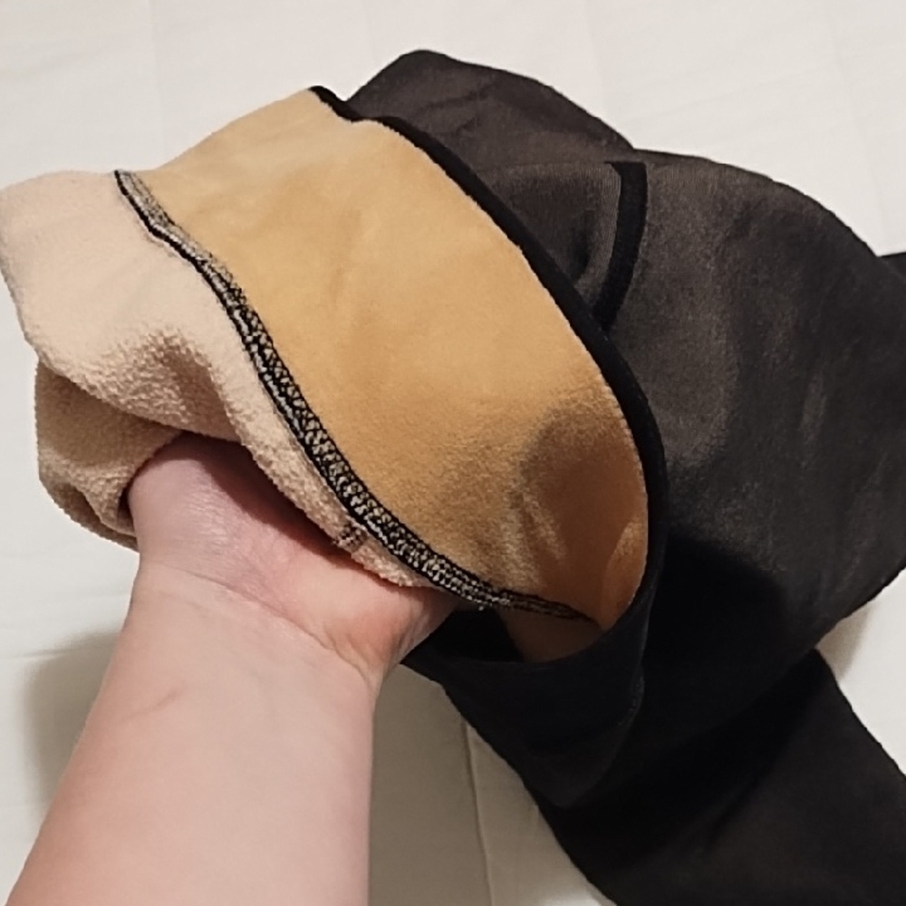 Women's Black Sheer Fleece-Lined Winter Tights - Picture 5 of 8